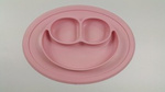 bi-bi, silikonowy talerzyk z podkładką dla dzieci - różowy