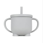 bi-bi, kubek silikonowy ze słomką - szary