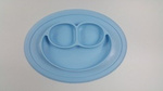 bi-bi, silikonowy talerzyk z podkładką dla dzieci - niebieski