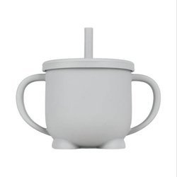 bi-bi, kubek silikonowy ze słomką - szary