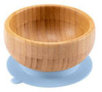bi-bi, miseczka bambusowa z silikonową przyssawką - niebieska